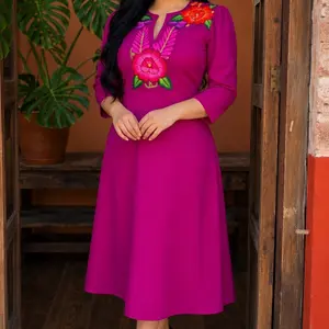 Vestido Zinacantán Belén Unitalla M-L Abajo de la Rodilla