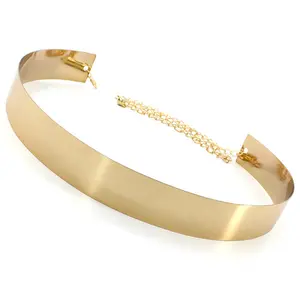 Mirror Metal Waist Cuff Belt, Fixed Width Gold/Silver Tone Waistband, Old Hollywood Style Belt for Dresses & Evening Gowns