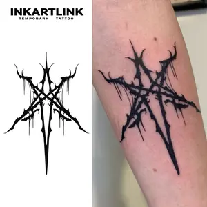 INKARTLINK Tattoo Tech, 2 Sheets Semi-Permanent Temporary Tattoos ,Sword of Seal,Adult Art Design,Lasts 1-2 Weeks, Waterproof, Realistic Look, No Adhesive, No Reflection,For Man And Woman,Ideal for Swimming, Party