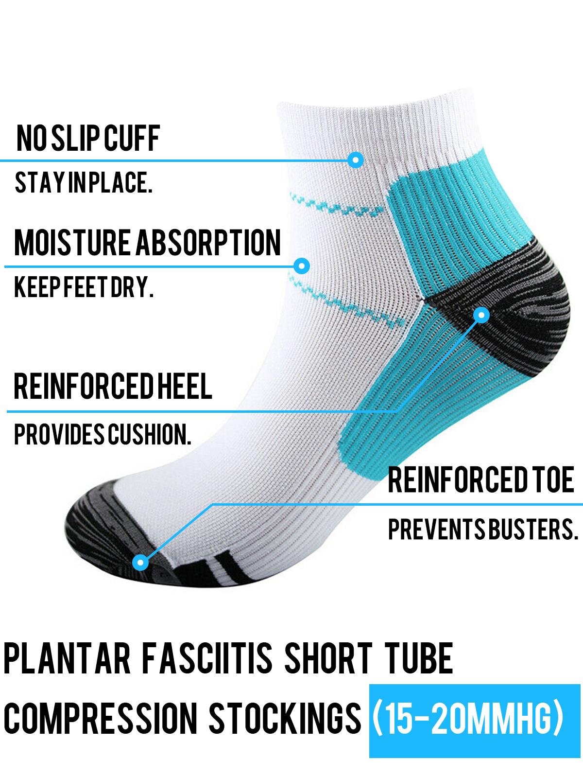 Elastic Short Crew Compression Socks for Men & Women, Y-Heel Construction with Non-Slip Support, Breathable Moisture-Wicking Material, Sports & Everyday Use