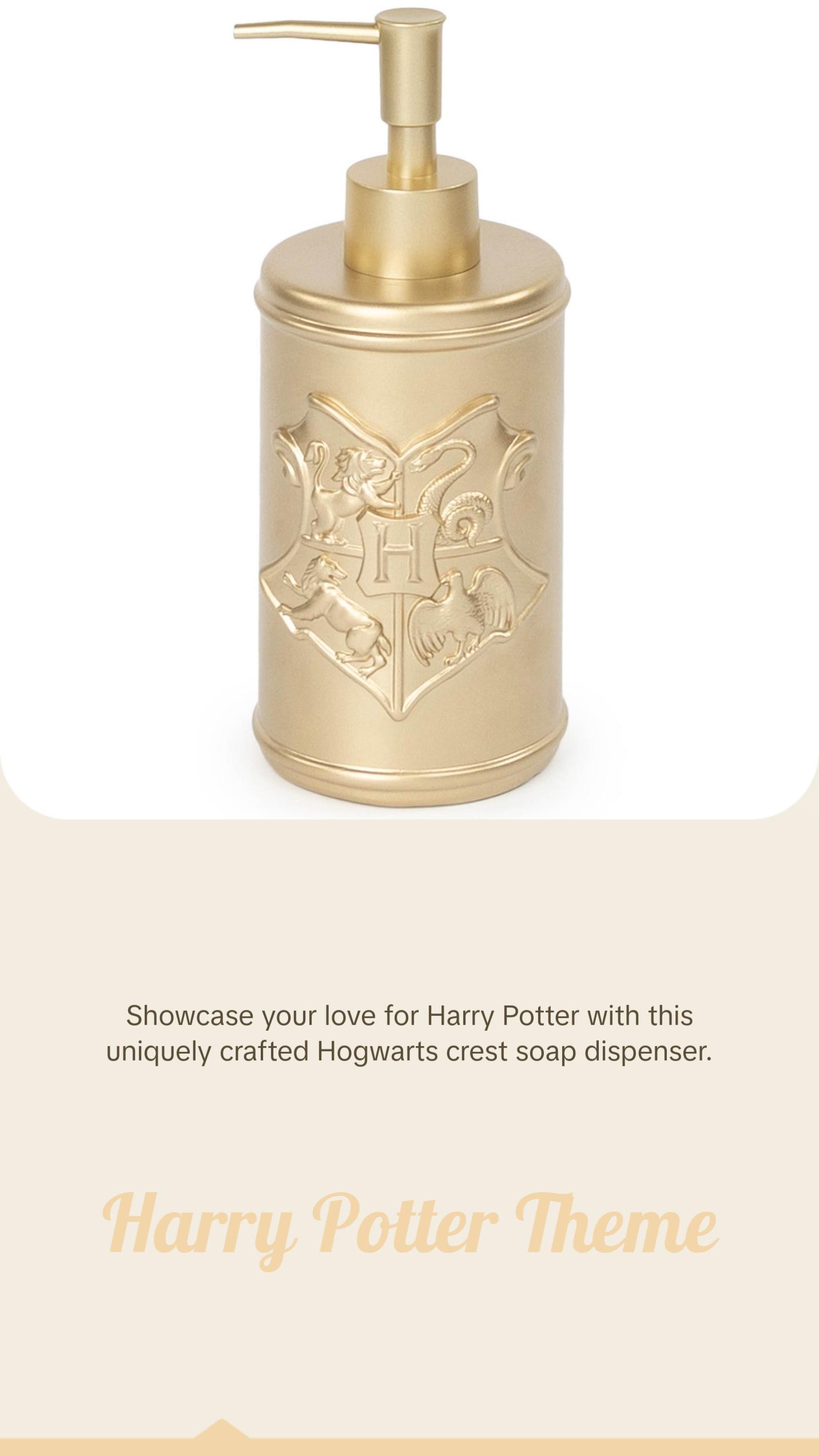 Jay Franco Harry Potter Gold Hogwarts Crest Resin Soap Dispenser Lotion Pump