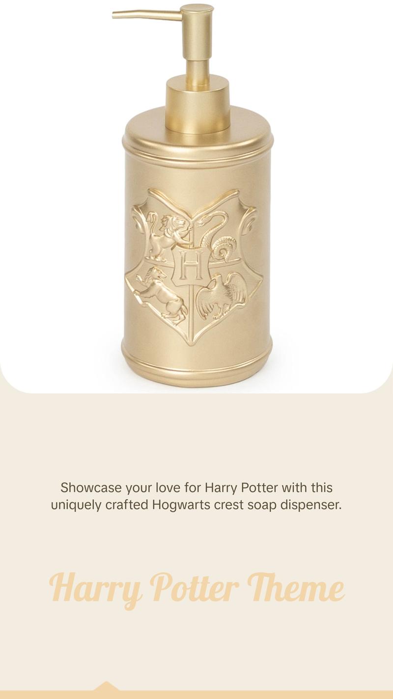 Jay Franco Harry Potter Gold Hogwarts Crest Resin Soap Dispenser Lotion Pump