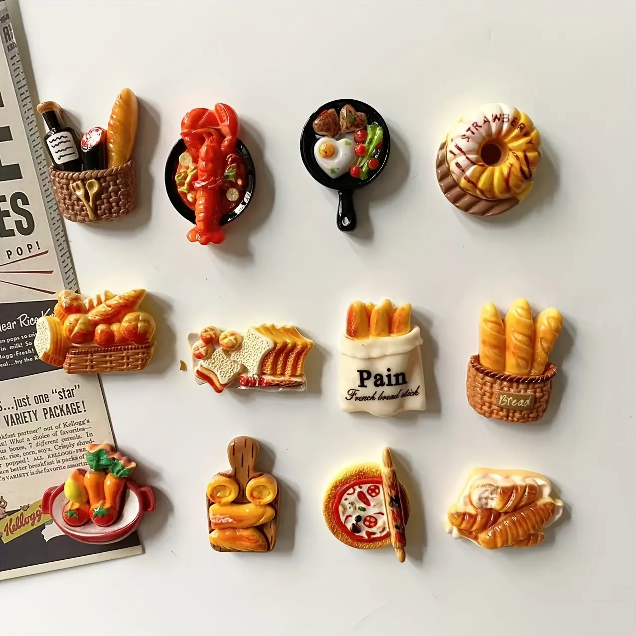 6Pcs/12pcs Miniature Resin Food Refrigerator Magnets Home Decor Magnets Food Magnets Decor Magnets Set