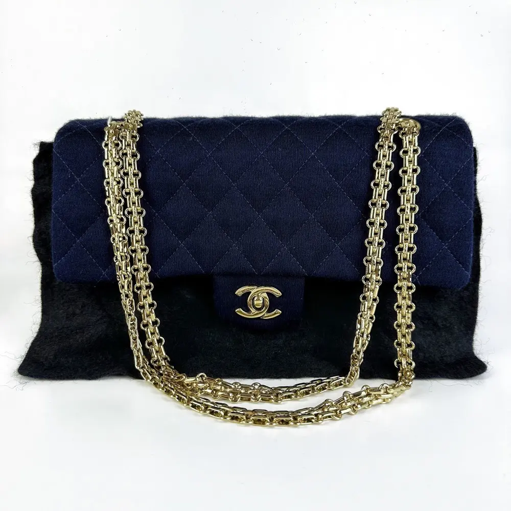Pre-owned CHANEL Classic Double Flap Jersey Fabric Handbag【948】