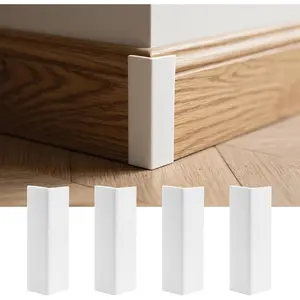 Self Adhesive Rubber Safety Corner Protectors Baseboard Corners Blocks Edge Guard Corner Cushion for Wall Furniture Edge, White, 4 Pcs