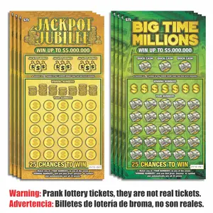 Prank Gag Fake Lottery Tickets Billetes de lotería de broma - 8 Total Tickets, 4 of Each Winning Ticket Design, These Scratch Off Cards Look Super Real Like A Real Scratcher Joke Lotto Ticket, Win 10,000 or $50,000