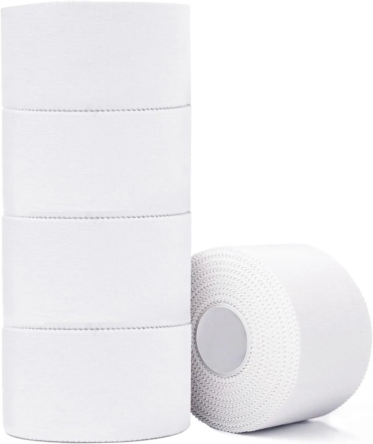 White Athletic Tape, 5 Rolls Pack - Strong & Functional Cotton Tape for Unisex Athletes, Supports Wrist & Ankle in Gym Boxing, No Sticky Residue