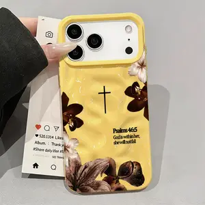 Vintage Floral Aesthetics Lanyard Phone Shell Christian Psalms 46:5 Cross for iPhone Samsung 17Pro Max Air 16 15Plus 14 13 12 11 XR XS Galaxy S25 S24 S23 S22 A71 A56 A55 A54 A53 A52 Matte Finish Anti Drop Bumper Religious Birthday Gift For Her .NN114, Acc