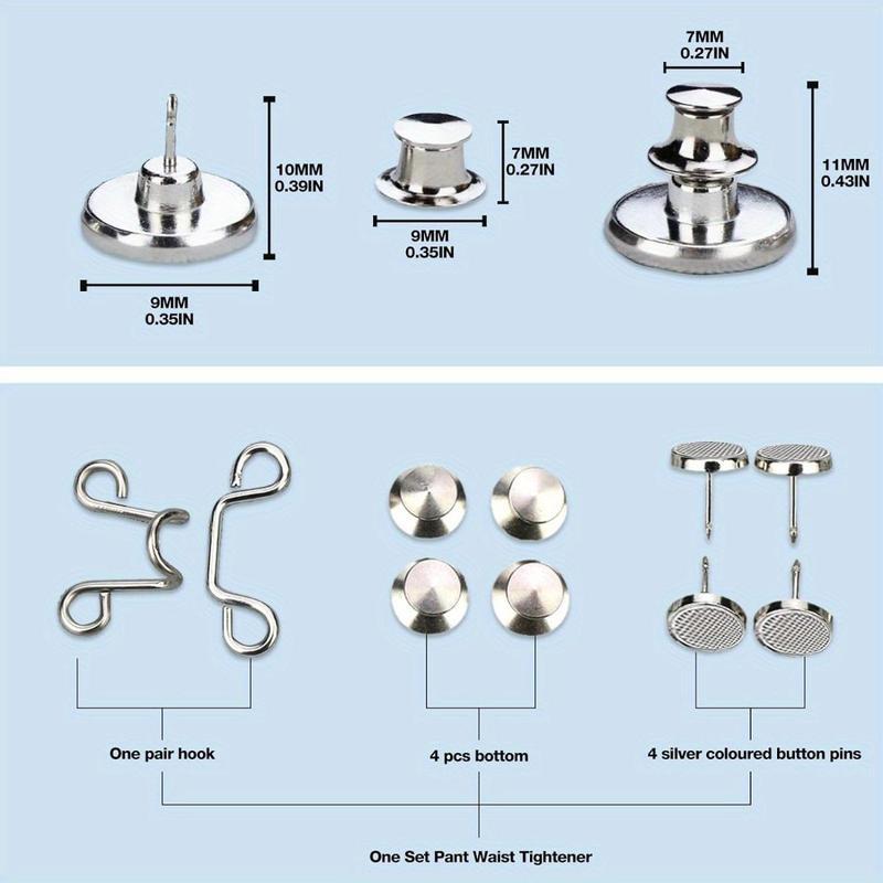 2 Sets Adjustable Jeans Button Pant Waist Tightener, Detachable Decorative Waist Buckle, No Sew and No Tools Button Pins for Jeans.