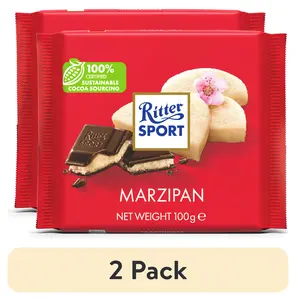 (2 pack) Ritter Sport Dark Chocolate with Marzipan 3.5oz Bar May Contain Nuts