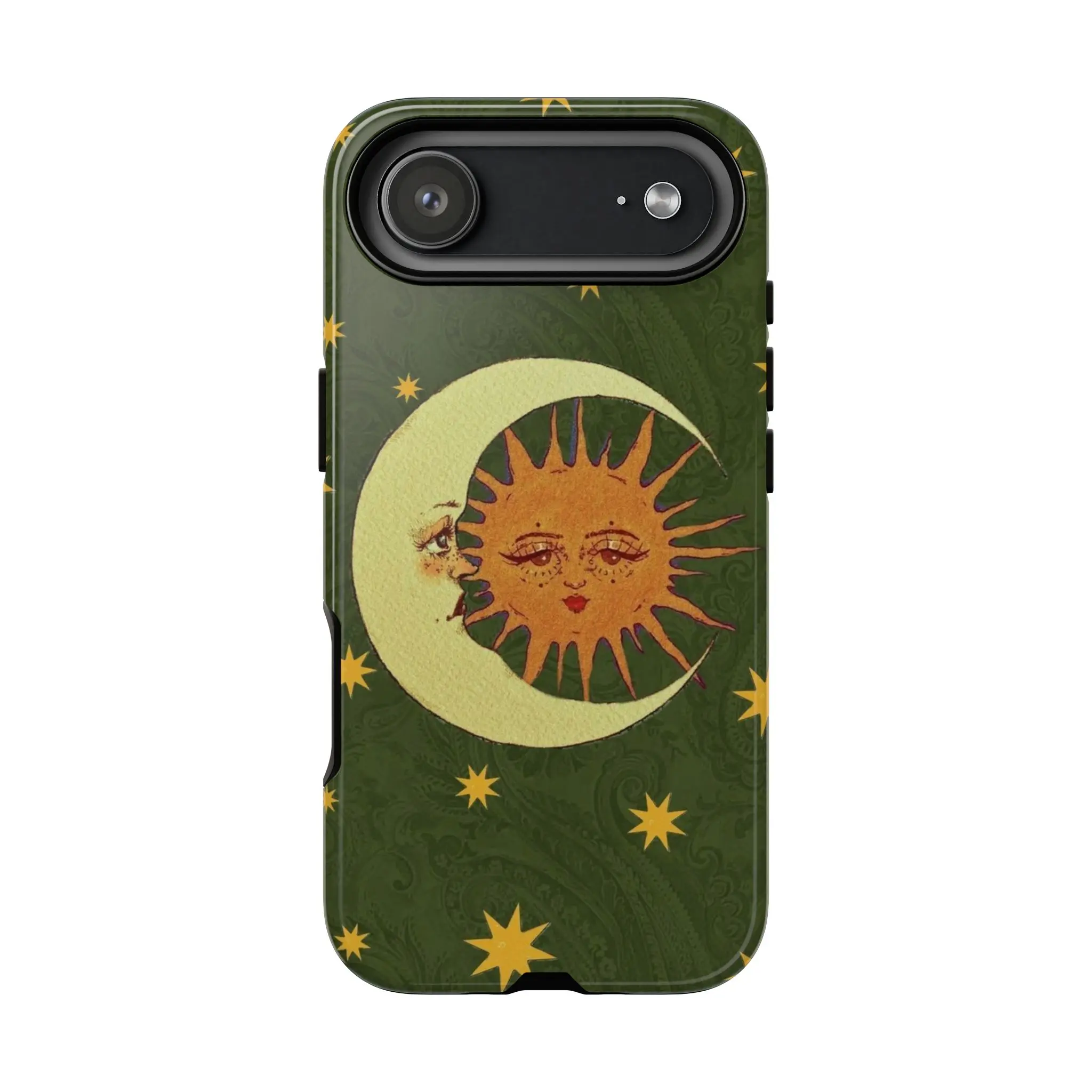 Vintage Sun and Moon Tough Phone Case, Boho Celestial Design for ip and ss, aesthetic protective cover, gift for him for her