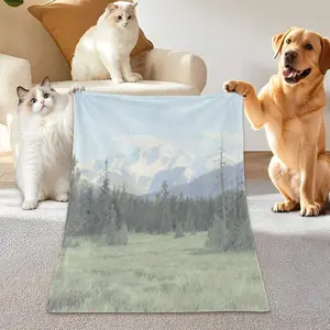 Textured Denali Park Snowy Mountains And Trees Flannel Throw Blanket Pet Blanket A Warm And Stylish Accent For Cats Dogs And All Animals Adding Natural Beauty And Comfort To Your Home And Living Space With Elegance