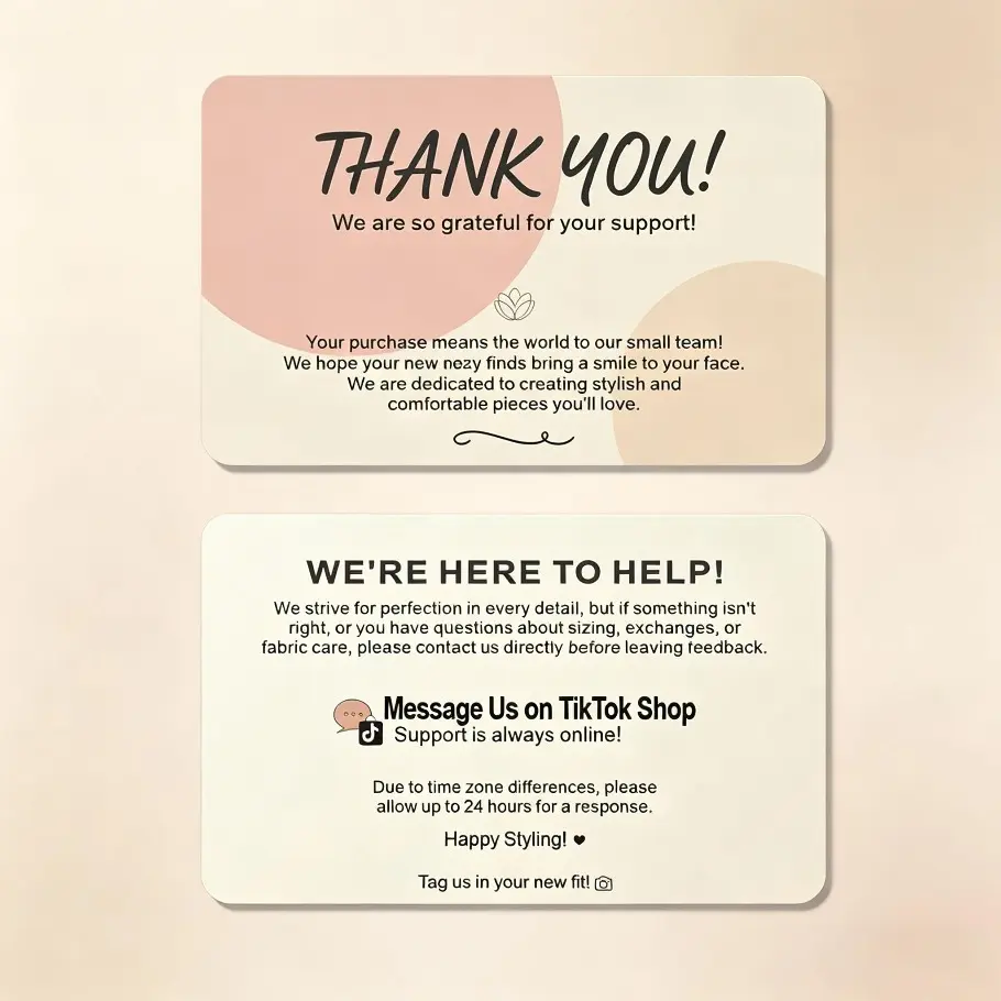 1pc Women's Apparel Thank-You Card, After-Sales Service Card for Womenswear & Casual Dresses