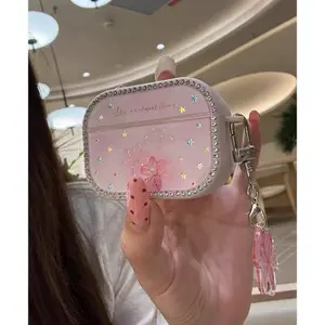 [ys] Light luxury diamond edge powder flower color star belt pendant is suitable for airpodspro3rd generation protective cover pro2nd generation Apple Bluetooth