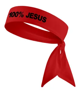 100% Jesus Headband - 100 Percent Jesus Sports Head Tie Headband Soccer Fútbol Football White Black Athletics Fitness Stretch Sweatband Ninja Tie Bandana - B3 U ATHLETICS