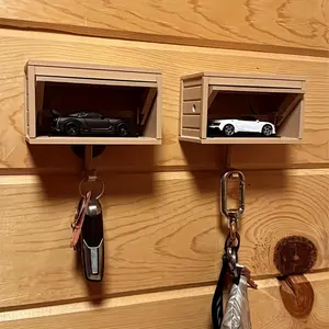 Car Garage Design Key Holder with Storage Hooks, 1 Count Wall Mounted Key Organizer for Entryway Garage, Ideal Gift for Birthday, Holiday, Shelves
