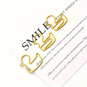 20pcs Duck Shape Paper Clip, Yellow Metal Crank Pin, Office Data Classification Clip, Student Test Paper Clip, Small Yellow Duck Paper Clip, Office Stationery Supplies, Paperclip