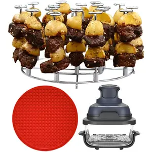 Air Fryer Skewer Rack and  Liner for  Crispi 4-in-1 Portable Glass Air Fryer Cooking System 4QT & 6-Cup, Cooking Accessories for Airfryer, Heavy Duty Stainless Steel, ,