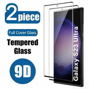 Two-Pack Curved Screen Tempered Glass Film for Samsung Galaxy S23 Ultra S22 Ultra 5g, 9h Hardness, Clear HD, Finger Print Unlock Support
