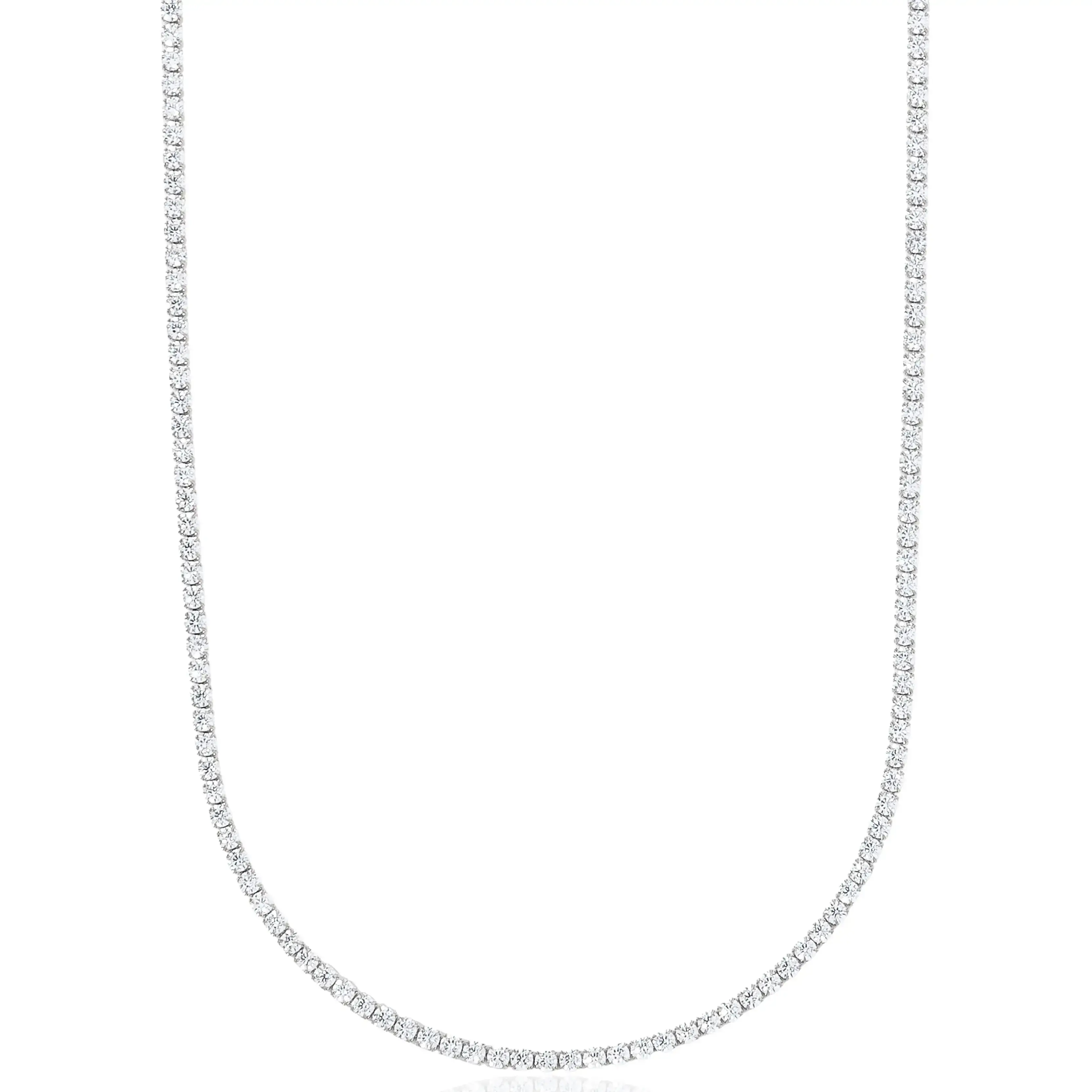 Simulated Diamond Tennis Necklace for Women, Classic 18"/20''/22" with Secure Box Clasp Safety Latch