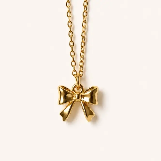 Cove Original Bow Necklace, Female Alloy Necklace Chain with Pendant for Daily Wear