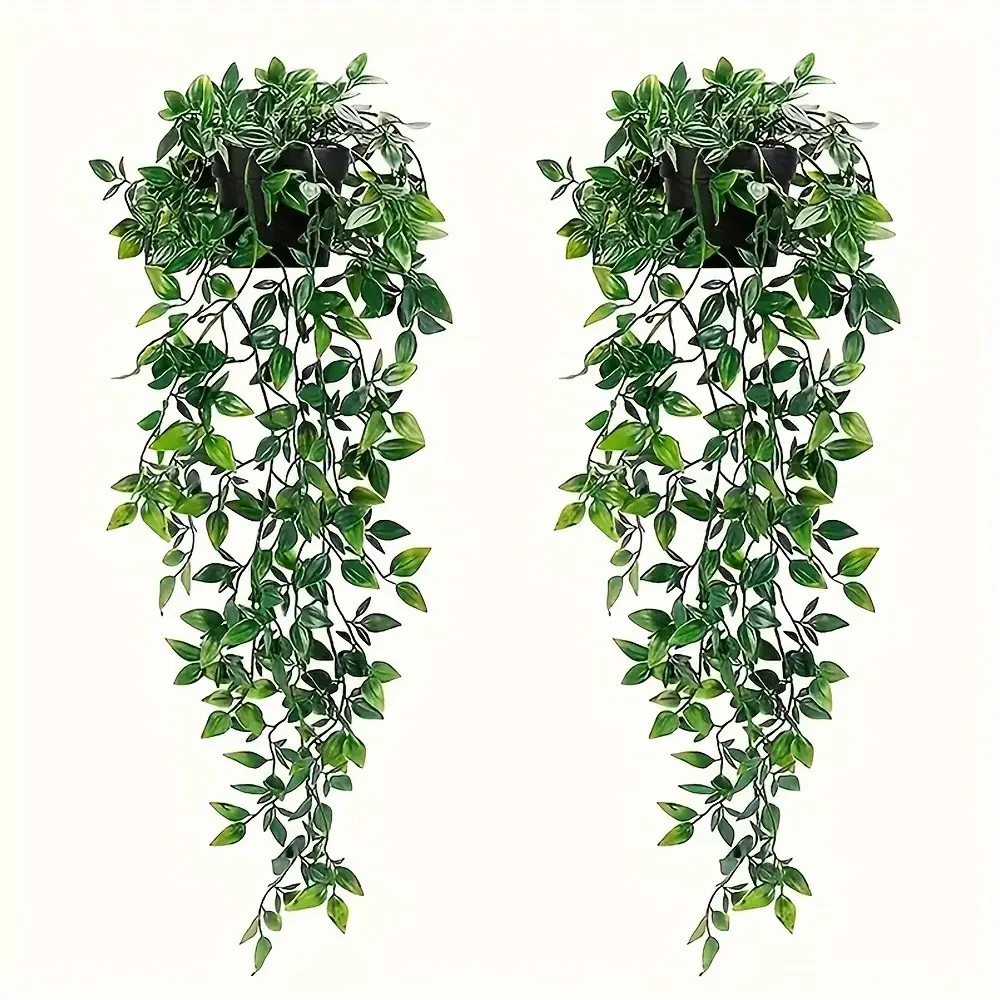2pcs of Simulated Plants, Hanging Mandala Green Plants, Artificial Faux Greenery, Realistic Fake Plant, Suitable for Bathroom, Living Room, Wedding, Birthday, Yard, Office Decor, Indoor Outdoor Decor, No Pots Or Containers
