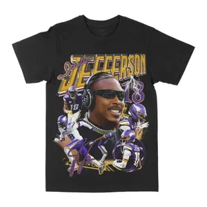 Justin Jefferson Jett Graphic Tee, Retro Football shirt, Sports Y2k Tee, Game Day Shirt, Unisex Streetwear Tee, cotton crewneck shirt, Trending, All Size, Gift Football fans
