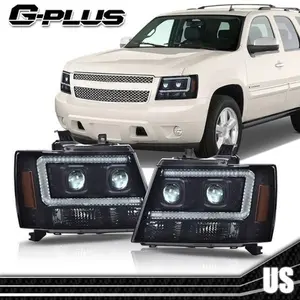 Fit For 07-14 Chevy Tahoe Suburban LED Projector Headlight Lamps Smoked