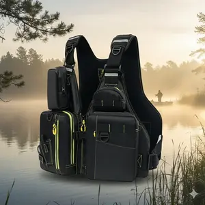 Multi-functional Fishing Vest & Life Jacket Combo, Buoyant Safety Gear with Multiple Pockets, Lightweight & Waterproof for Kayaking, Boating, Water Sports. Adjustable Straps, Unisex Design, High-Visibility Emergency Flotation Device.