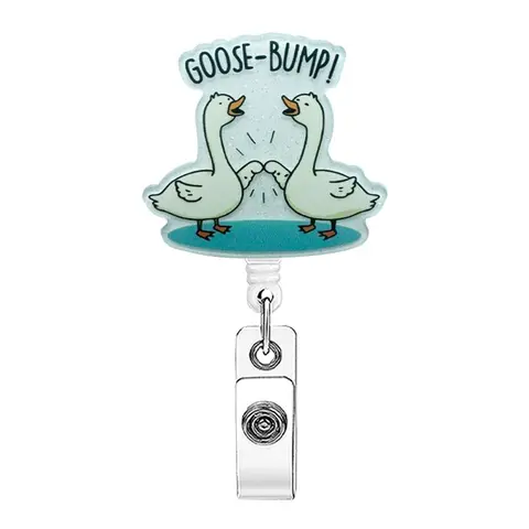 Cute Goose Design Medical Badge Holder, 1 Count Creative Retractable Badge Clip, Nursing Student Retractable Badge Reel, Id Badge Holders Retractable, Badge Reels Retractable, Identification Badges & Supplies for Student Office Staff Doctor Nurse Teacher