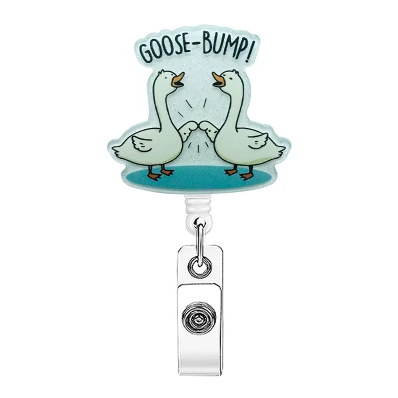Cute Goose Design Medical Badge Holder, 1 Count Creative Retractable Badge Clip, Nursing Student Retractable Badge Reel, Id Badge Holders Retractable, Badge Reels Retractable, Identification Badges & Supplies for Student Office Staff Doctor Nurse Teacher