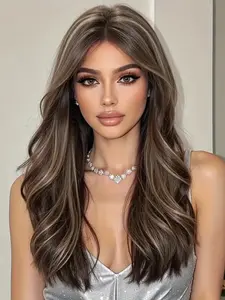 Long Wavy Synthetic Wig for Women, Natural Silk Texture, Full Lace Frontal Design, Glueless Frontal Wig, Perfect for Parties and Daily Use, Easy Styling, Body Wave Wig