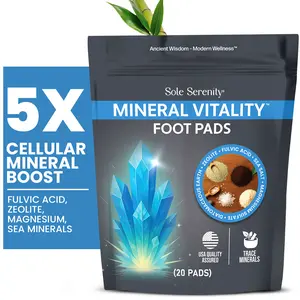 Sole Serenity Mineral Vitality Foot Pads with Trace Minerals, Zeolite, Fulvic Humic Acid, Magnesium, Silica, Diatomaceous Earth, Sea Salt, Zinc – Deep Cleansing Whole Body Mineral Vitality (20 Pads)