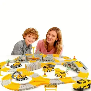 TongLi DIY Flexible Race Track Toy, Bendable Engineering Track Set with Electric Cars, STEM Educational Gift for Kids Ages 3+, Perfect for Birthday Christmas & New Year