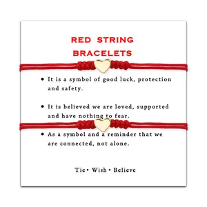 Pealicious 2Pcs Kabbalah Red String Thread Bracelet Red Bracelet for Protection,Mother Daughter Bracelets,Matching Heart Friendship Bracelets for Teens, Couples, Sisters and Friends Christmas Gift Valentine's Day Gift