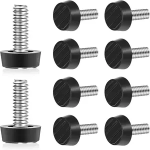 1/4-20 UNC Thread Adjustable Furniture Levelers, Screw-in Galvanized Steel Glide Leveling Feet, Floor Leveler for Table, Chair, Cabinet, Patio Workbench Legs (10 Pack)