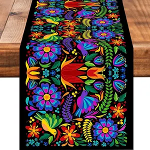 1 PC, Mexican Patterned Table Runner, Seasonal Kitchen And Dining Table Decoration, Suitable For Indoor And Outdoor Family Gatherings And Dinner Decor