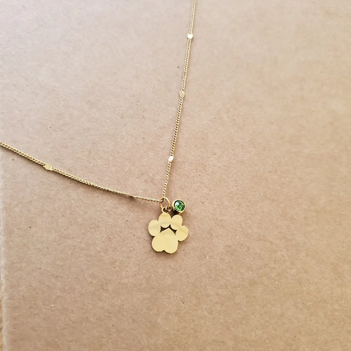 Personalized Birthstone Paw Pendant - Fashion Accessory Necklace