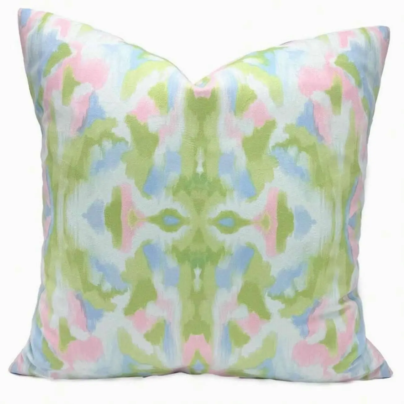 Grandmillennial Kaleidoscope Pillow, Pink Blue Green 20x20 Inch Throw Pillow, Trendy Dorm Room Decor Cushion, Monogram Accent Pillow Gift