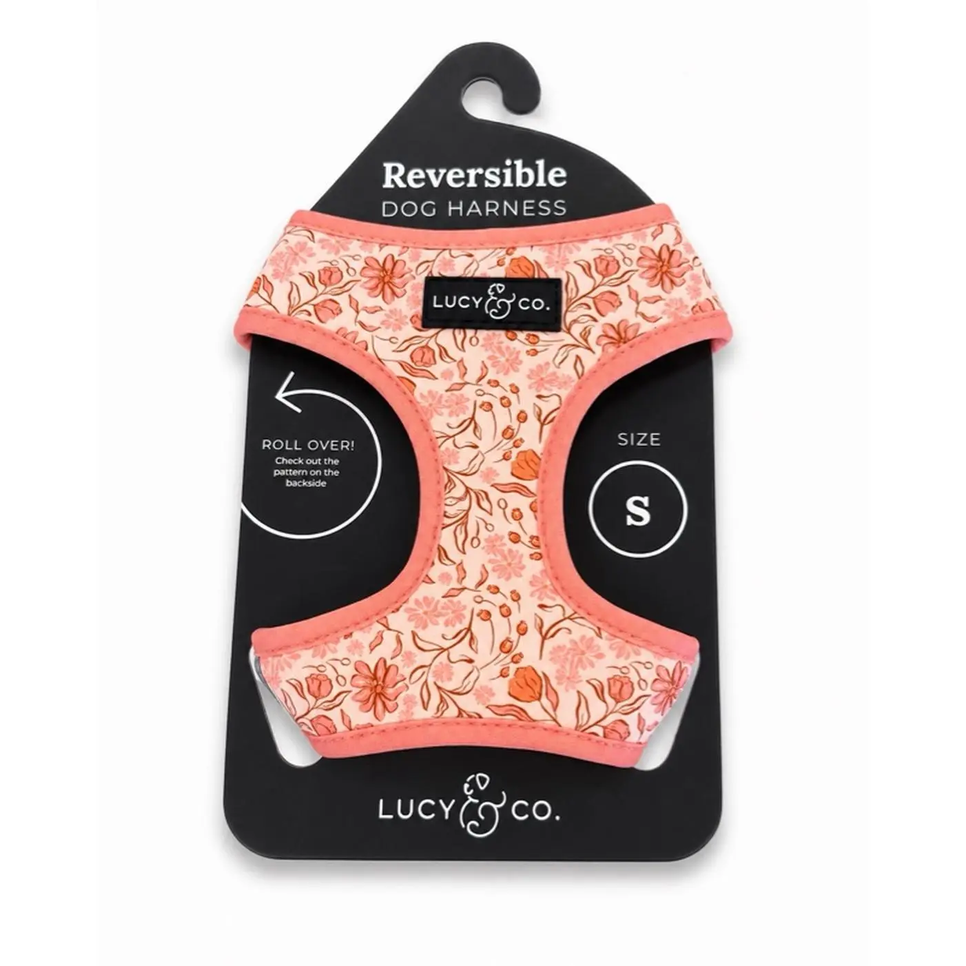 Lucy & Co. Reversible Dog Harness - Floral Pattern, Size S, Adjustable Straps, Comfortable Fit, Ideal for Daily Use pet fashion