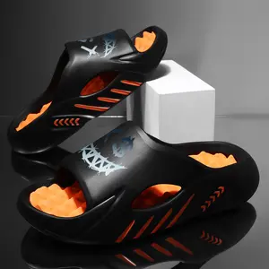 Men’s Graffiti Smiley Streetwear Slides – Thick-Soled Cloud Sandals with Massage Footbed, Athletic Recovery Slippers