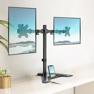 MOUNTUP 13"-27" Dual Monitor Stand - Freestanding & Height Adjustable Monitor Desk Mount MU1002