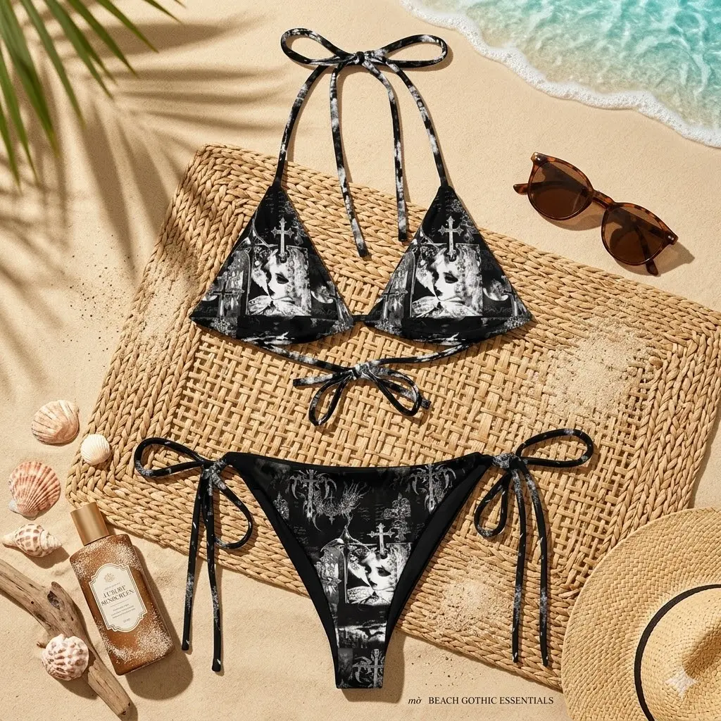 Y2K Inspired Cyber Sigilism Grunge Goth Bikini