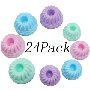 24 Pack Pumpkin Silicone Baking Cups,Nonstick Cupcake Liners,Reusable, Easy-Clean and Adorable,for Muffins, Jelly and Fancy Desserts