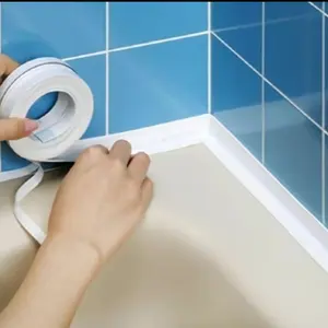 White Waterproof Caulk Tape 3.2m Self-Adhesive Sealing Tape for Bathroom Kitchen Sink Toilet Tub Edges Easy Application & Durability