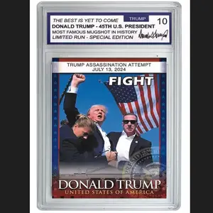 2024 Donald Trump Assassination Failure Rating Card FIGHT Collectible Card Supporter Fan Gift