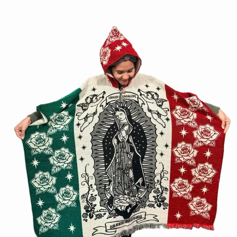 Alpaca Gabanes de alpaca Virgen san judas  Cotton Fabric Casual Style Dress Comfortable Wear Elegant Floral Patternm