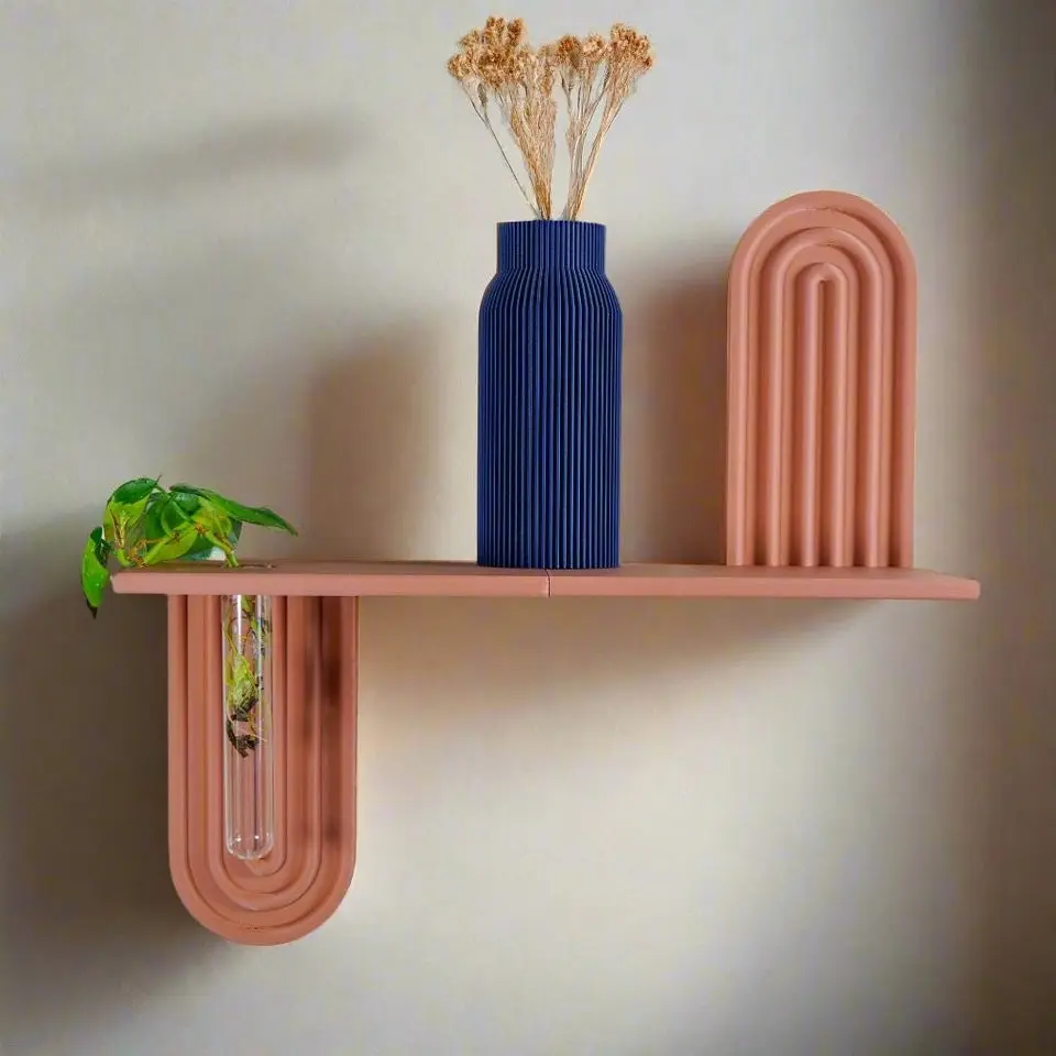 Modern Floating Wall Shelf - Unique Arch Oval Design, 3D Printed Propagation or Reed Diffuser Shelf, Wall Shelf Catchall, Entryway Decor - Plant