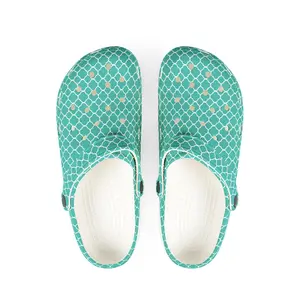 Aqua Tile Pattern EVA Clogs — Lightweight Casual Slip-On Shoes