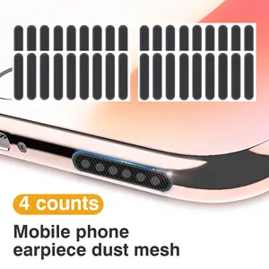 40 Counts Mobile Phone Dustproof Net Stickers (4 Sheets), Fine Mesh Design Stops Speaker Obstructions, Prevents Long-Term Dust Accumulation
